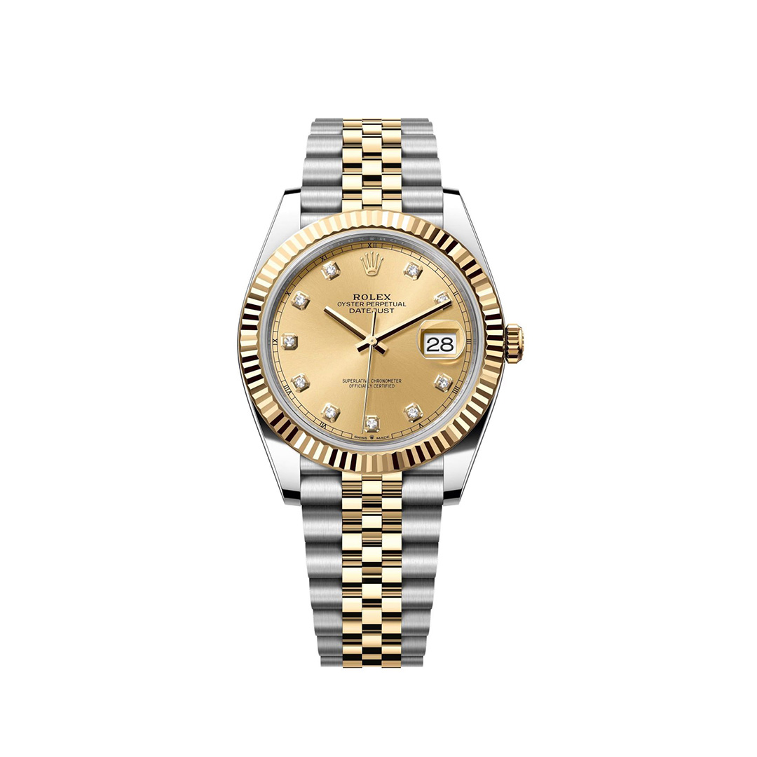 Rolex Datejust 41mm Yellow Rolesor Champagne Diamond Dial